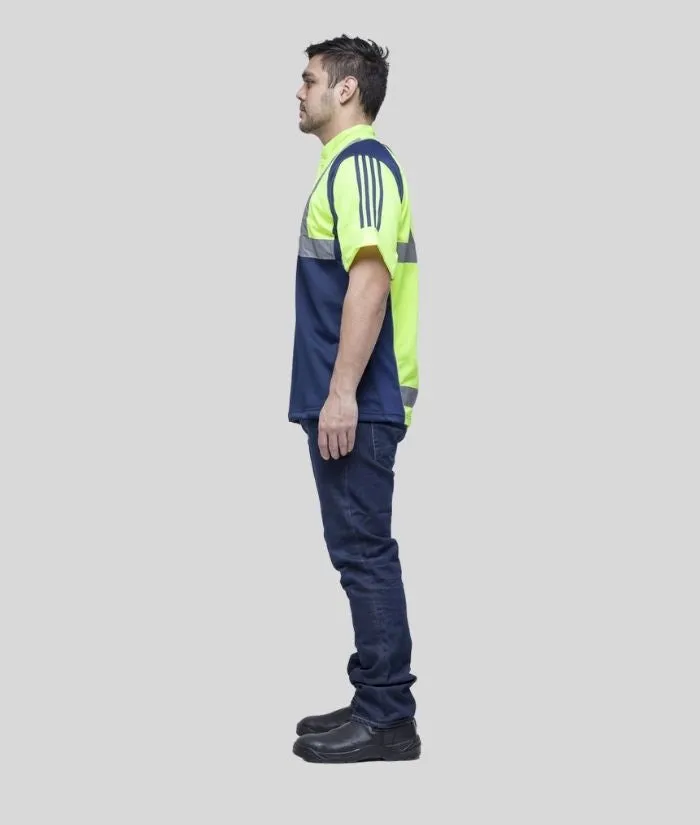 Hi Vis, Day/Night Half Front Rugger Polo Shirt