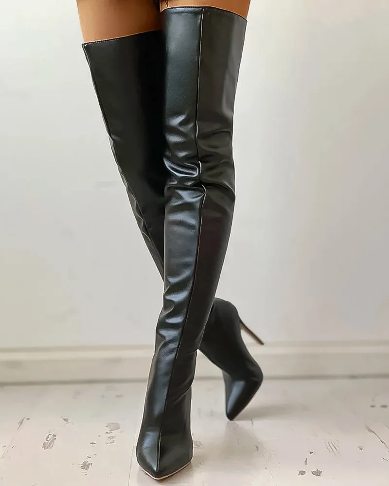 High heel Sexy Over The Knee long leather boot