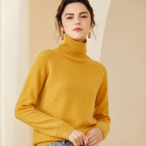 High Neck Thickened Cashmere Sweater Women's Pull over Cashmere Sweater