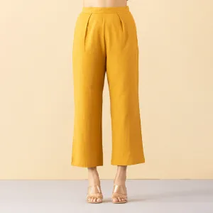 High Waist Cotton Pants | Yellow