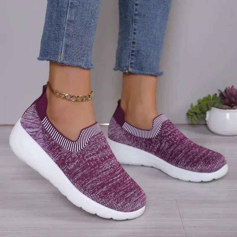 Hnzxzm Knitting Women Sneakers Mesh Sport Loafers Shoes FlatsCasual WalkingShoes New Summer 2024 Cozy Running TravelZapatillas Mujer