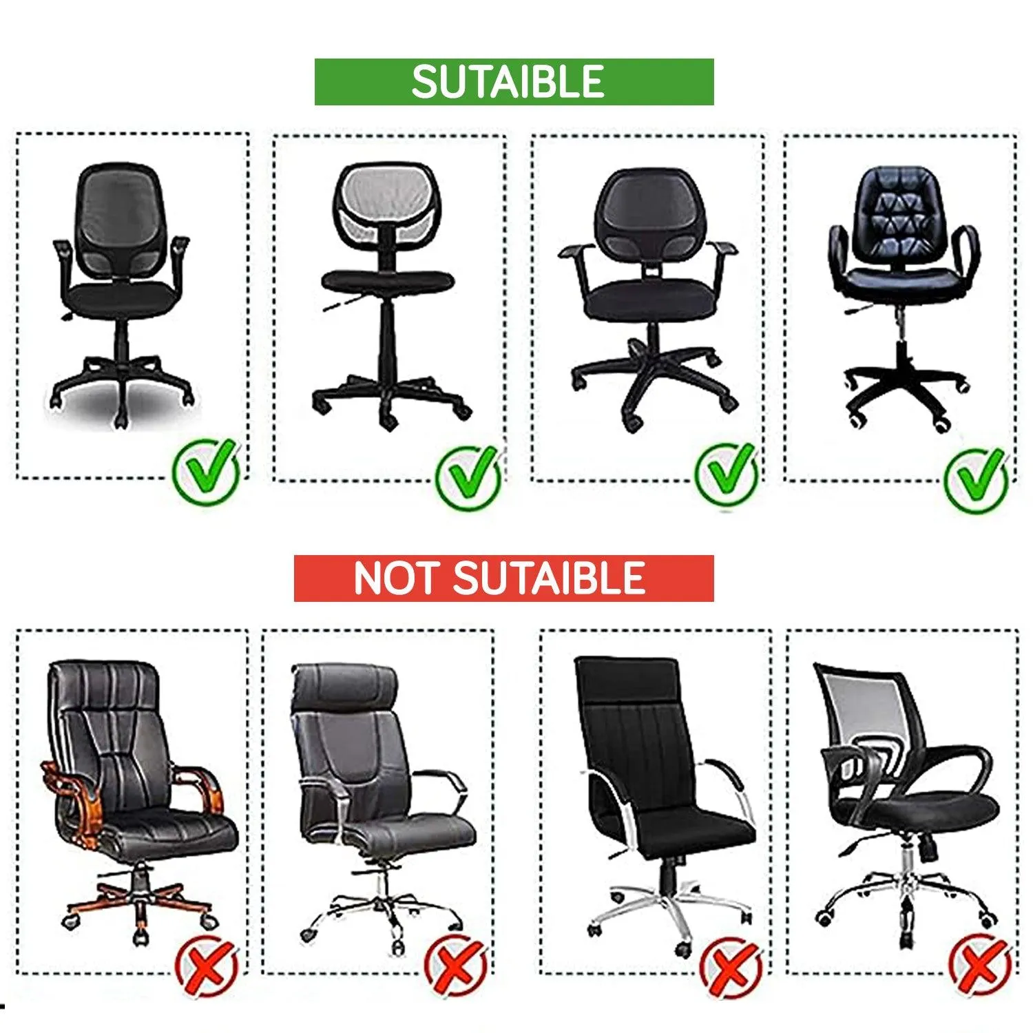 HOKIPO 140gsm Stretchable Office Chair Cover, Snow White Black Geometry