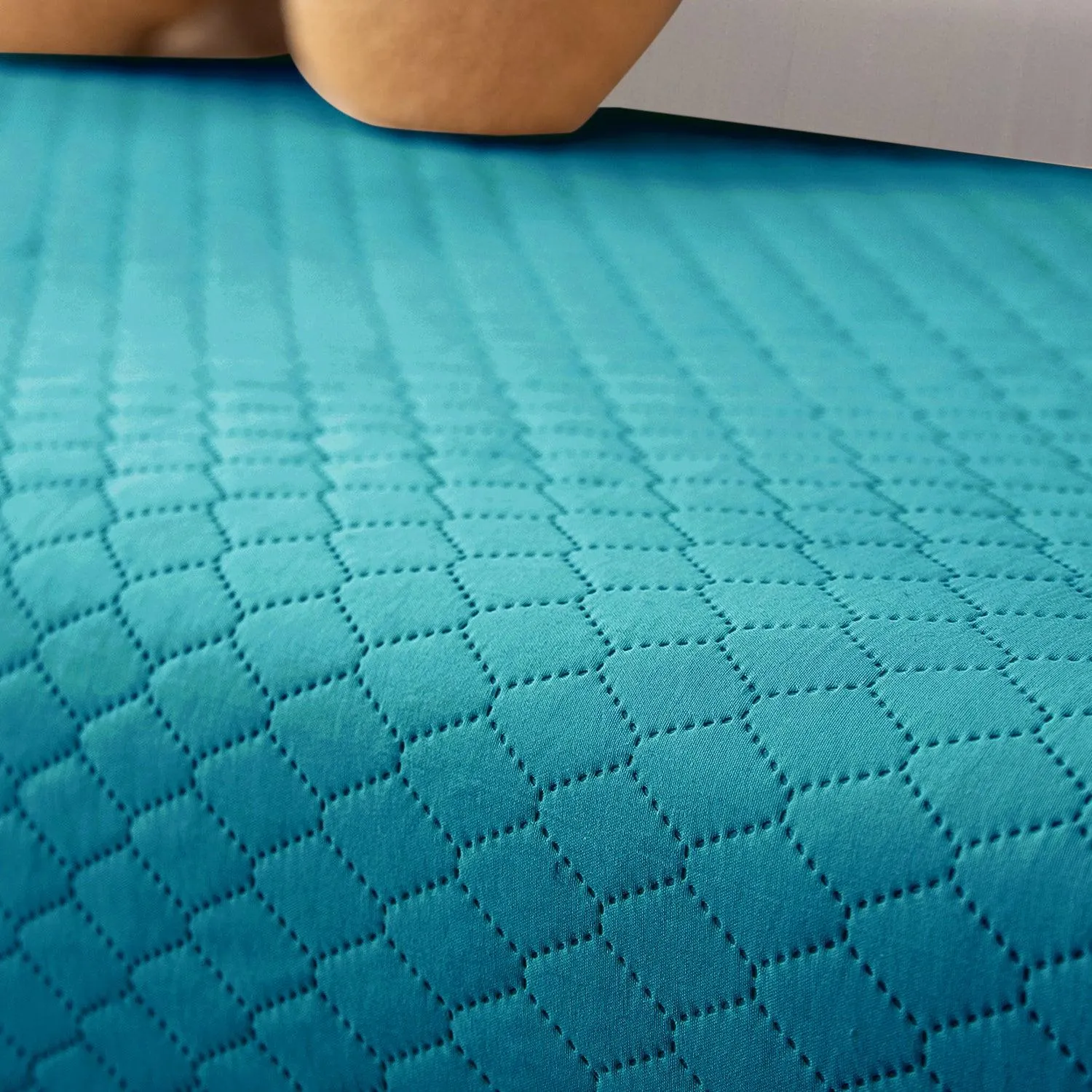 HOKIPO 2 Pcs Quilted Sofa Armrest Cover, Teal