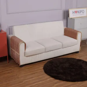 HOKIPO 2PC Premium Dutch Velvet Sofa Arm Cover, Light Brown