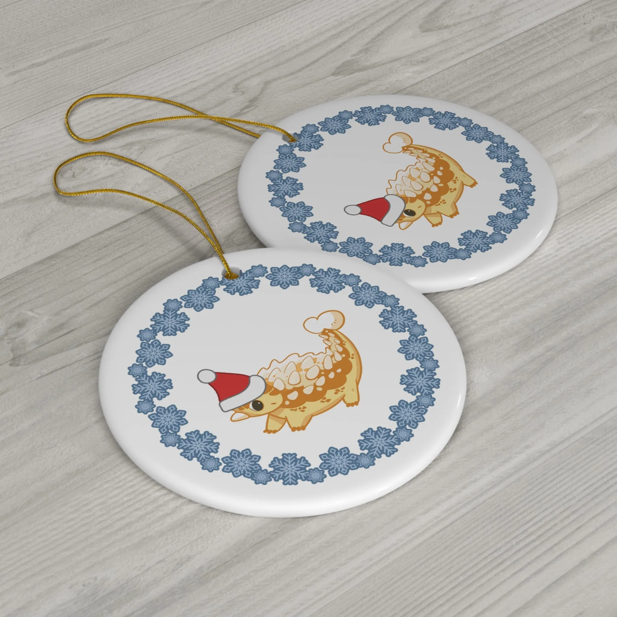 Holiday Ankylosaurus - Ceramic Ornament - Snowflake Edition
