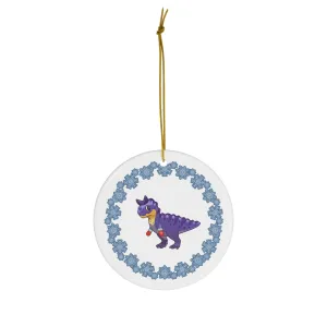 Holiday Carnotaurus - Ceramic Ornament - Snowflake Edition