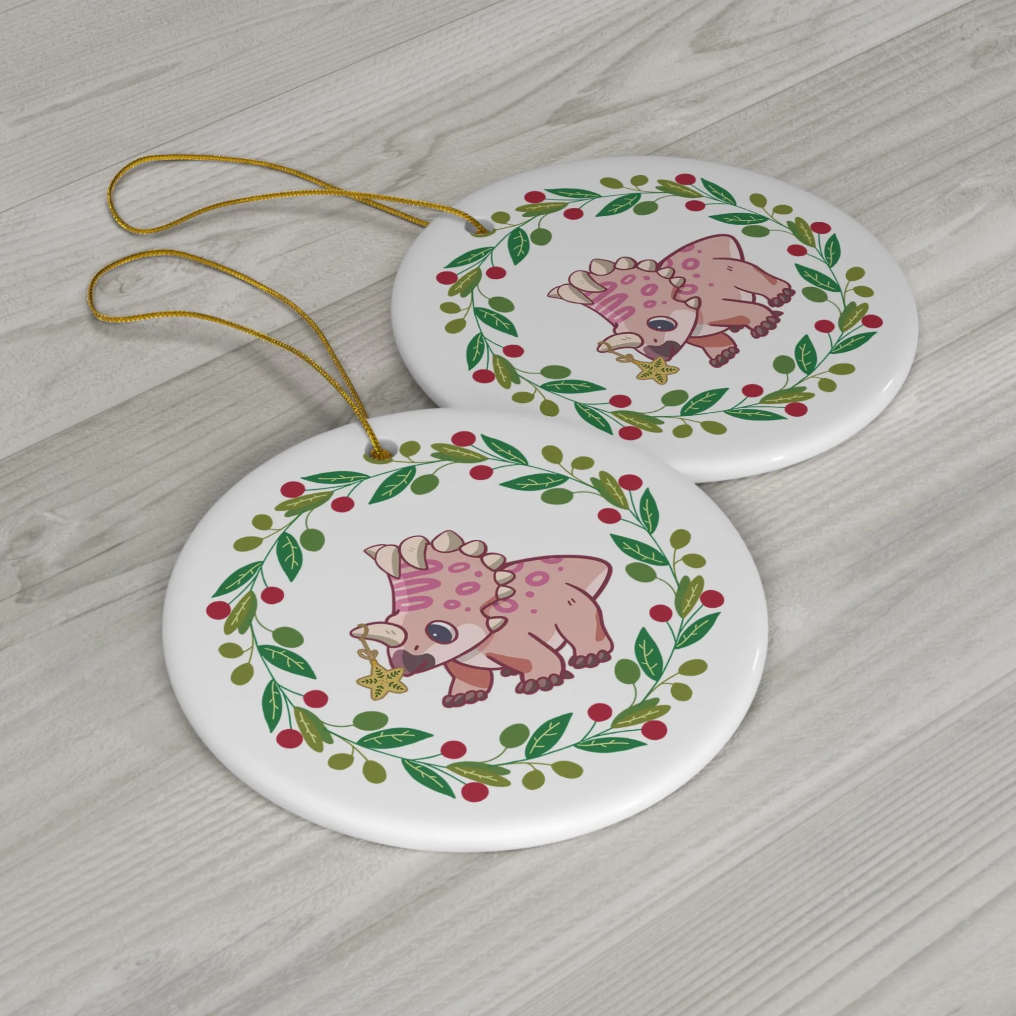 Holiday Centrosaurus - Ceramic Ornament