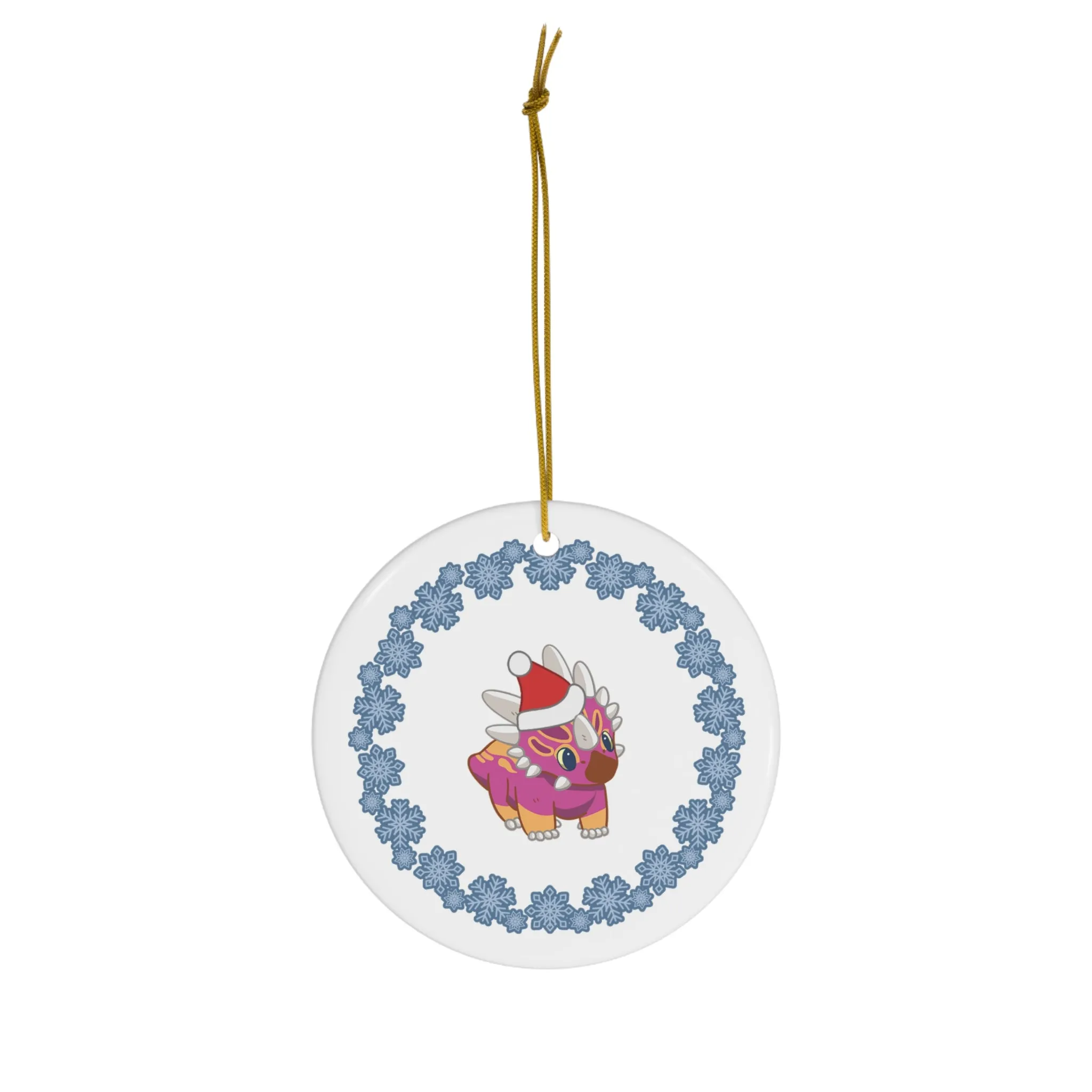Holiday Lesbian Pride Styracosaurus Ornament - Snowflake Edition