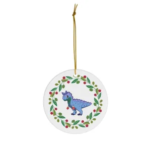 Holiday MLM Pride Carnotaurus Ceramic Ornament - Wreath Edition