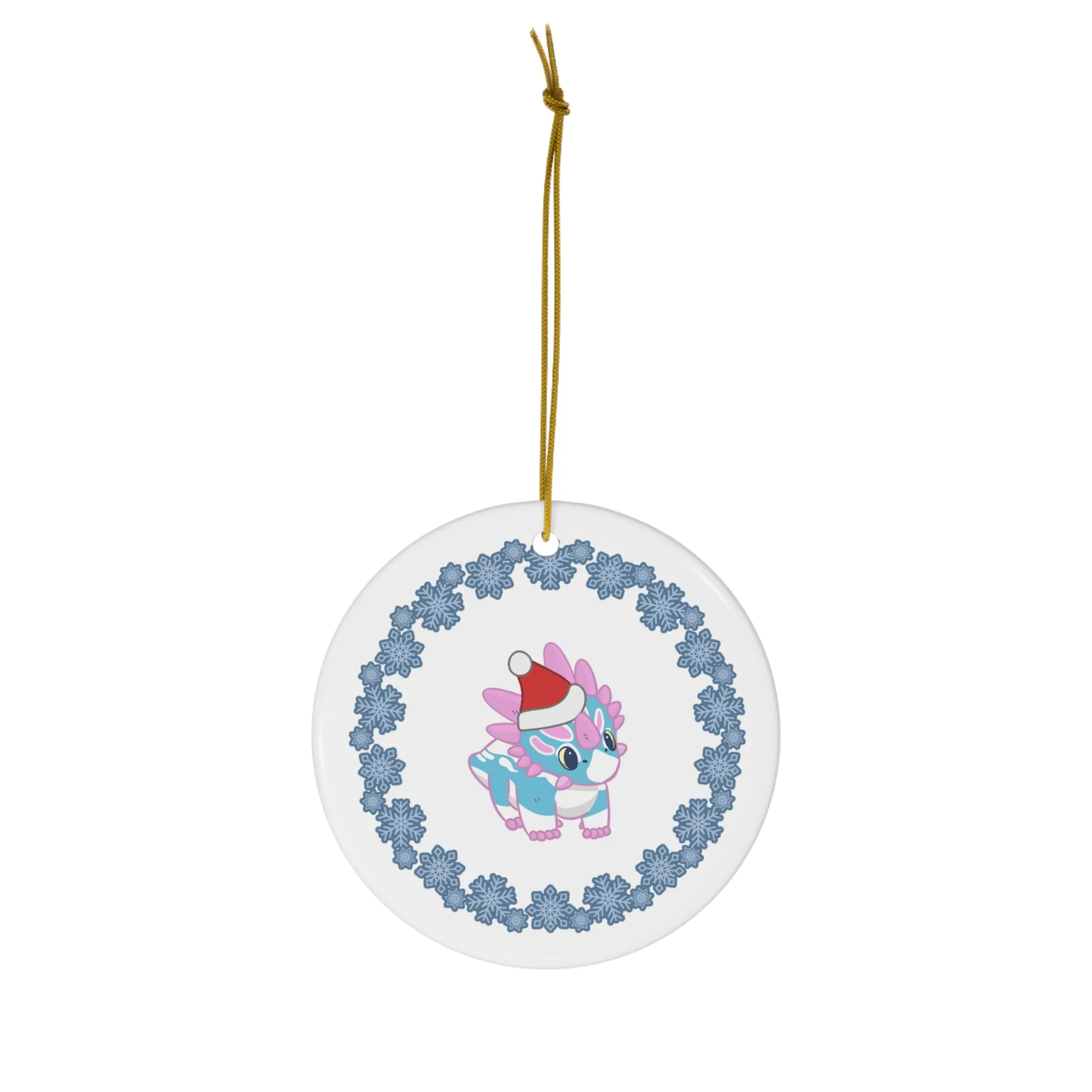 Holiday Trans Pride Styracosaurus Ornament - Snowflake Edition