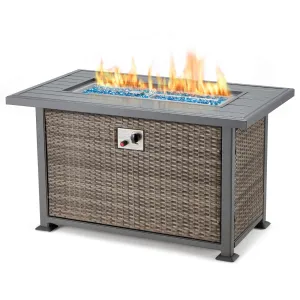 Homrest 44 In Propane Fire Pit Table, Aluminum Hand-Painted Table Top, Dark Gray