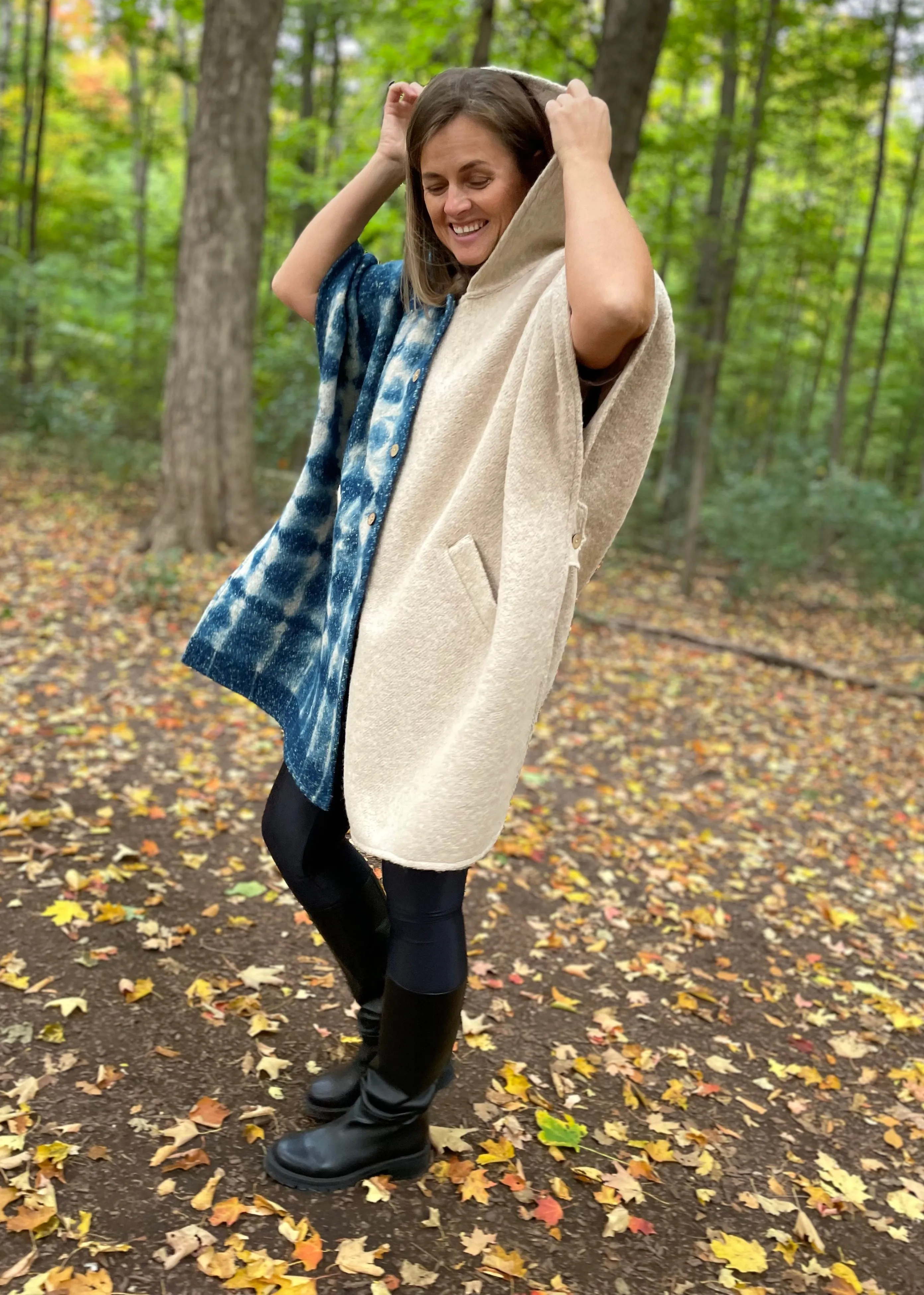 Hooded Boiled Wool Cape 1