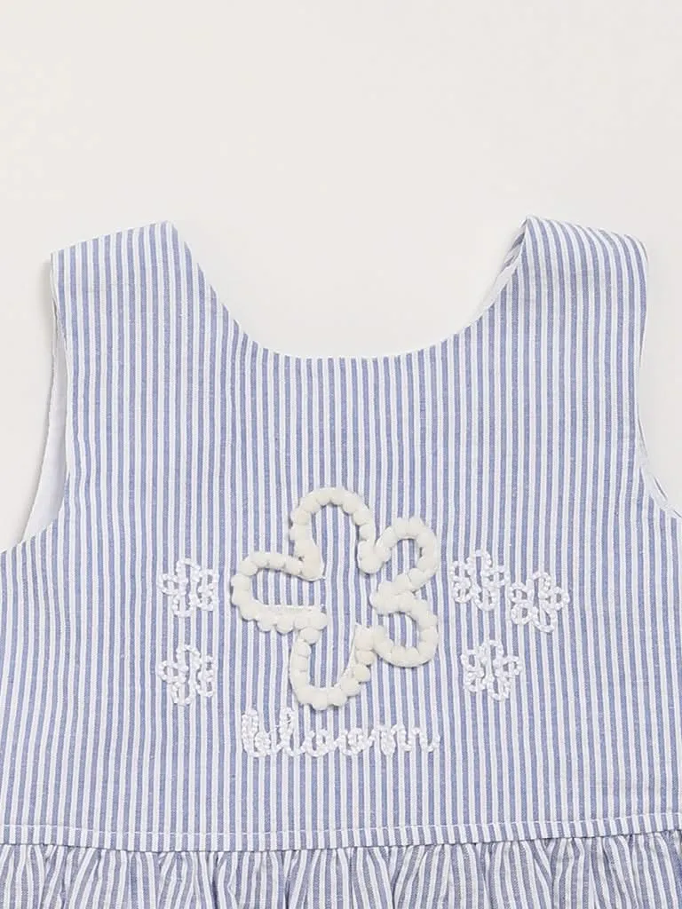 HOP Baby Blue Striped Top & Shorts Set