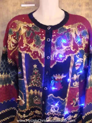 Horrific Mess of Color Light Up Cheesy Christmas Sweater