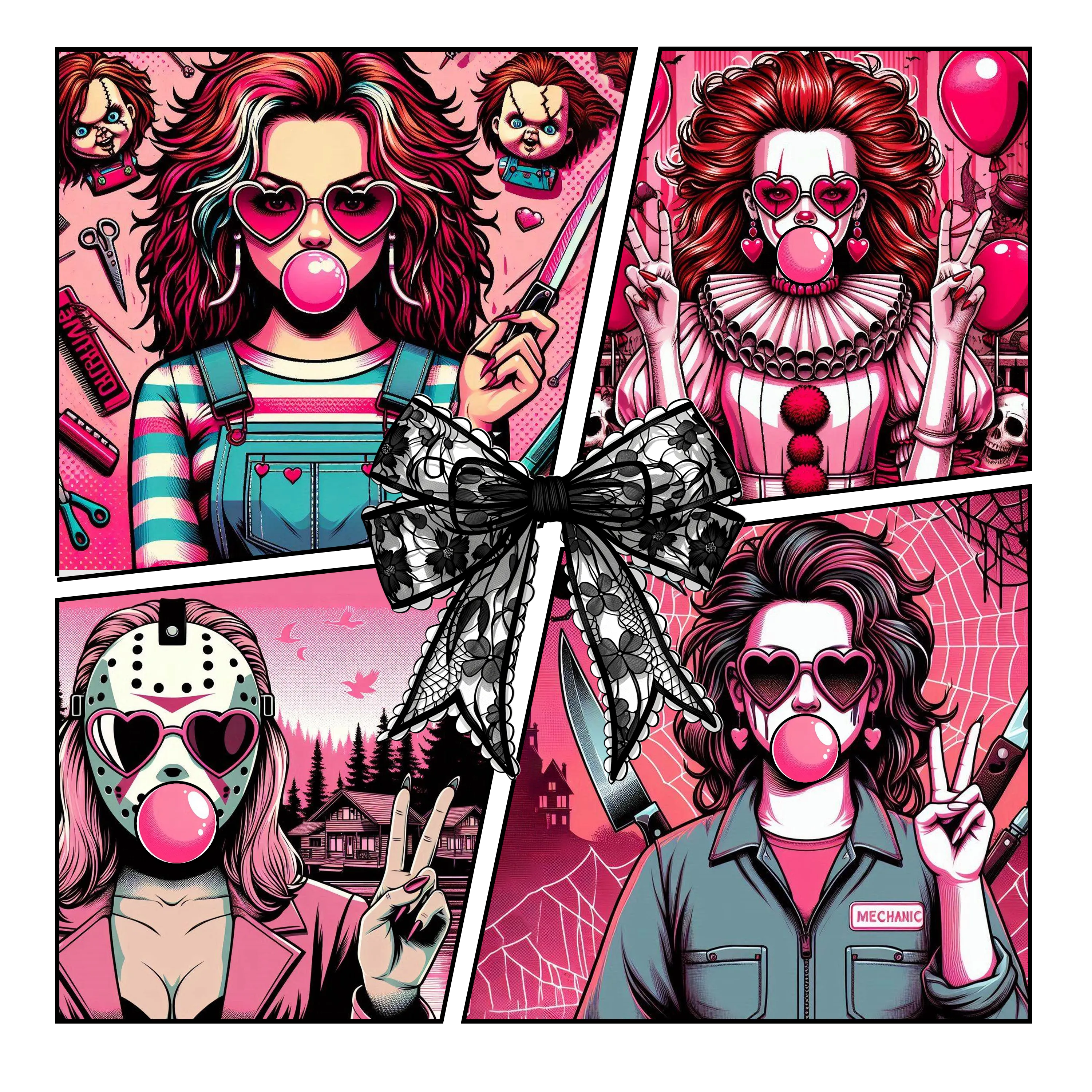 Horror girls, Heat transfer, press and peel, DIY, Shirt design