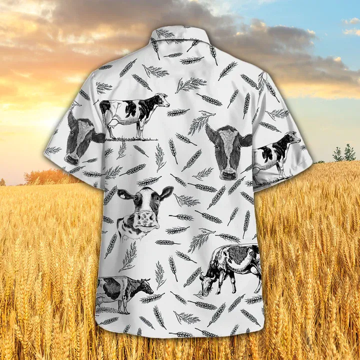 Hostein Pattern Hawaiian Shirt, Cow Aloha Shirts, Gift for cow lovers