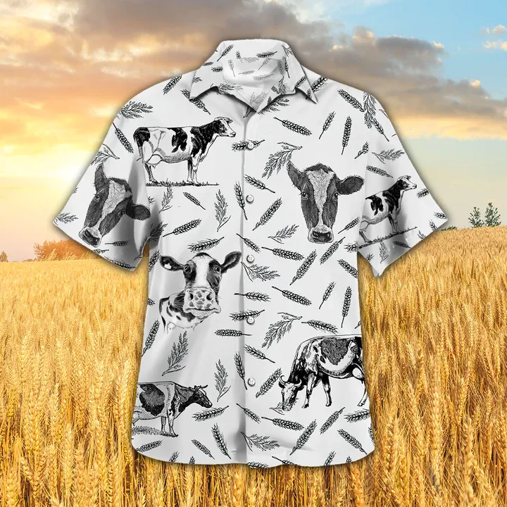 Hostein Pattern Hawaiian Shirt, Cow Aloha Shirts, Gift for cow lovers