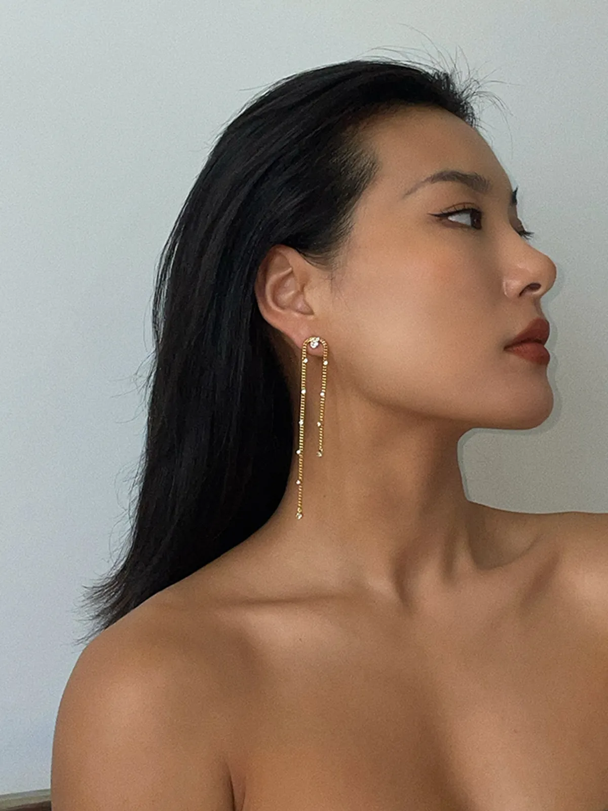 Hot Fashionable Long Dangling Zircon Earrings
