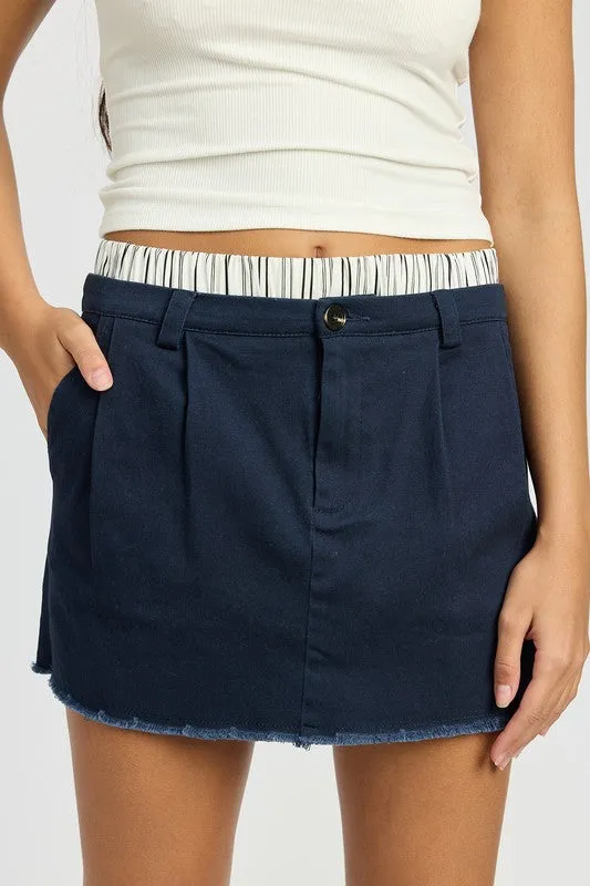 Hot Girl Boat Club Contrast Striped Waist Mini Skirt In Navy