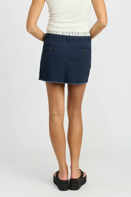 Hot Girl Boat Club Contrast Striped Waist Mini Skirt In Navy