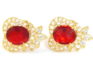 Hot Red Ruby White Topaz Cufflinks