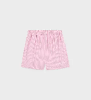 Hotel du Cap Cursive Poplin Short - Pink Striped