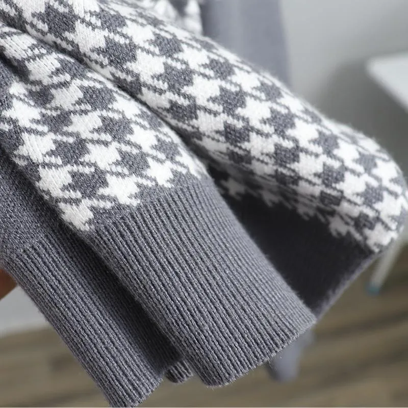 Houndstooth Details Fine Knit Loungewear Set