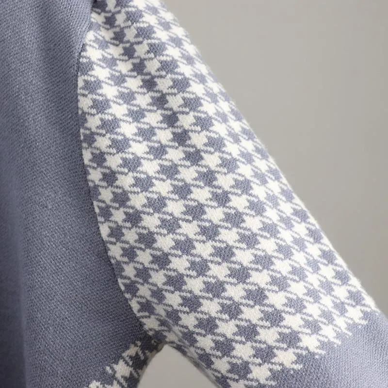 Houndstooth Details Fine Knit Loungewear Set