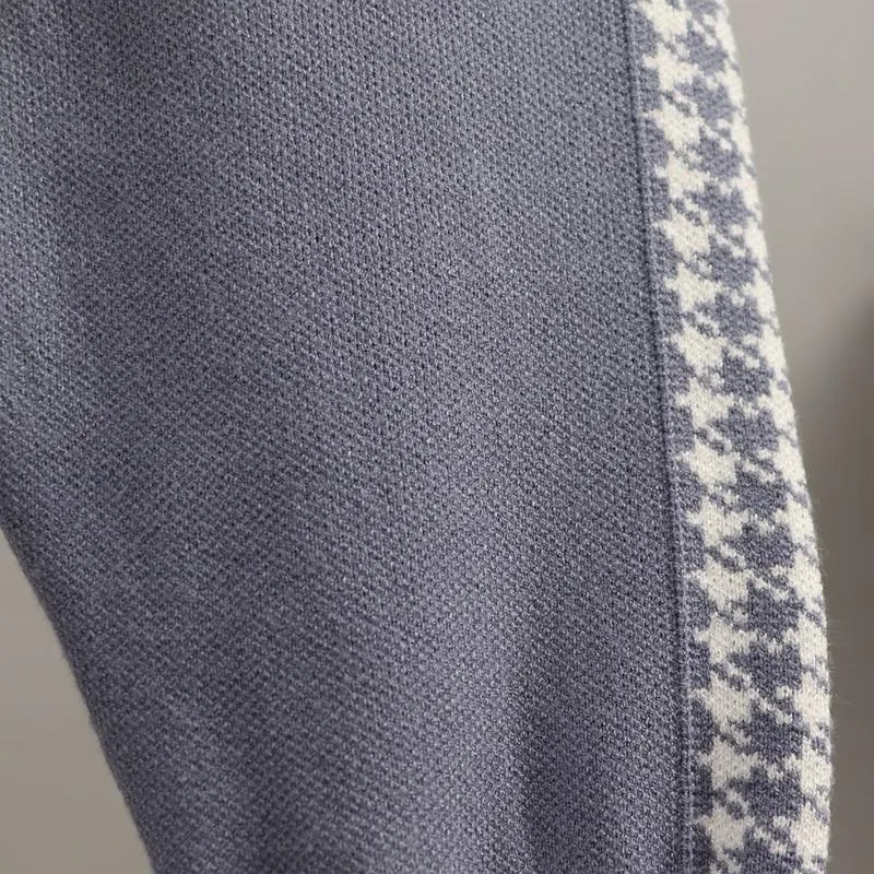 Houndstooth Details Fine Knit Loungewear Set