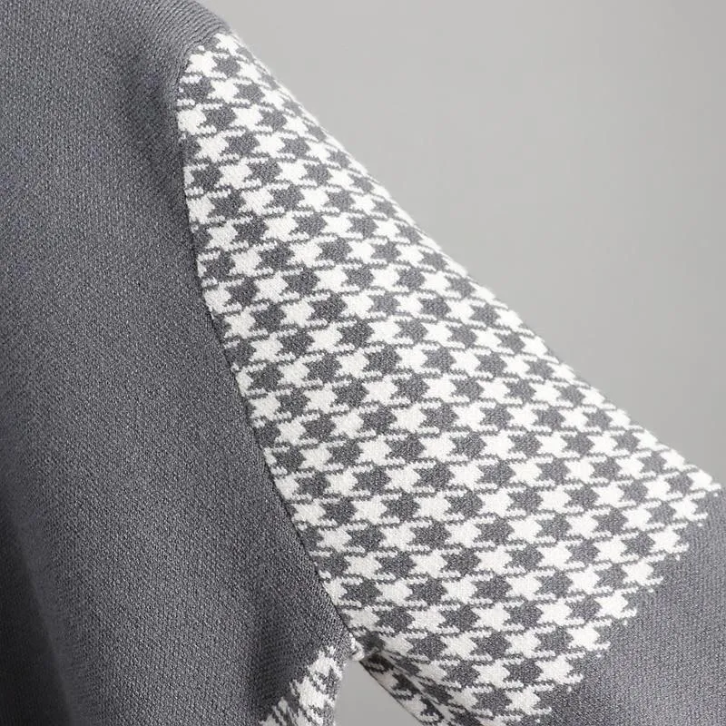 Houndstooth Details Fine Knit Loungewear Set