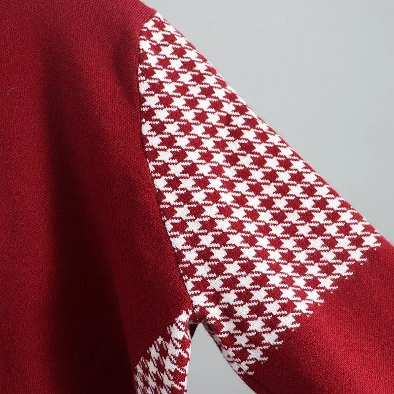 Houndstooth Details Fine Knit Loungewear Set