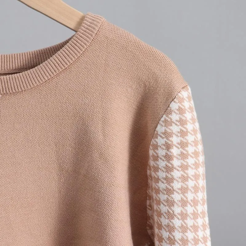 Houndstooth Details Fine Knit Loungewear Set