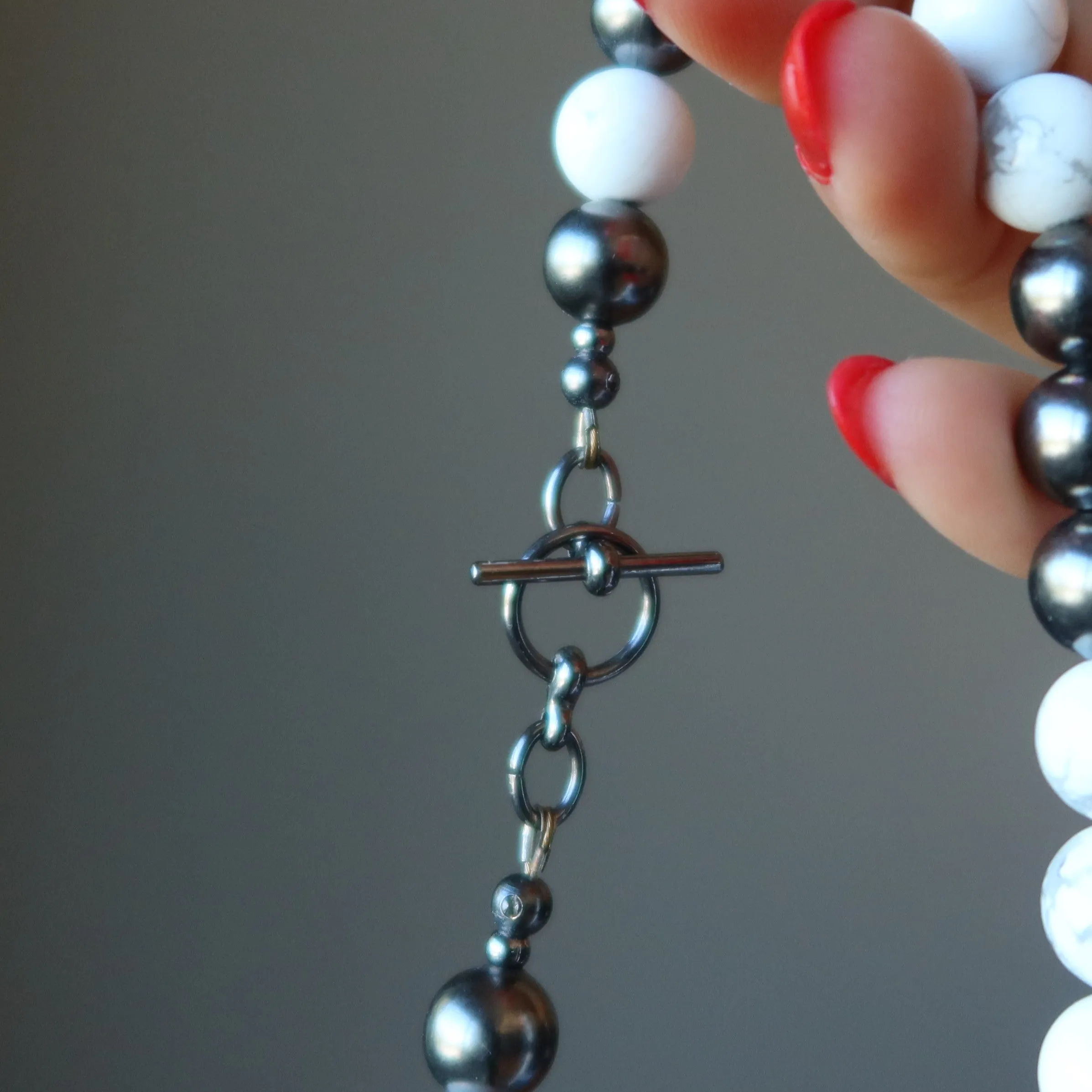 Howlite Necklace Evolving Perspectives Black White Stones