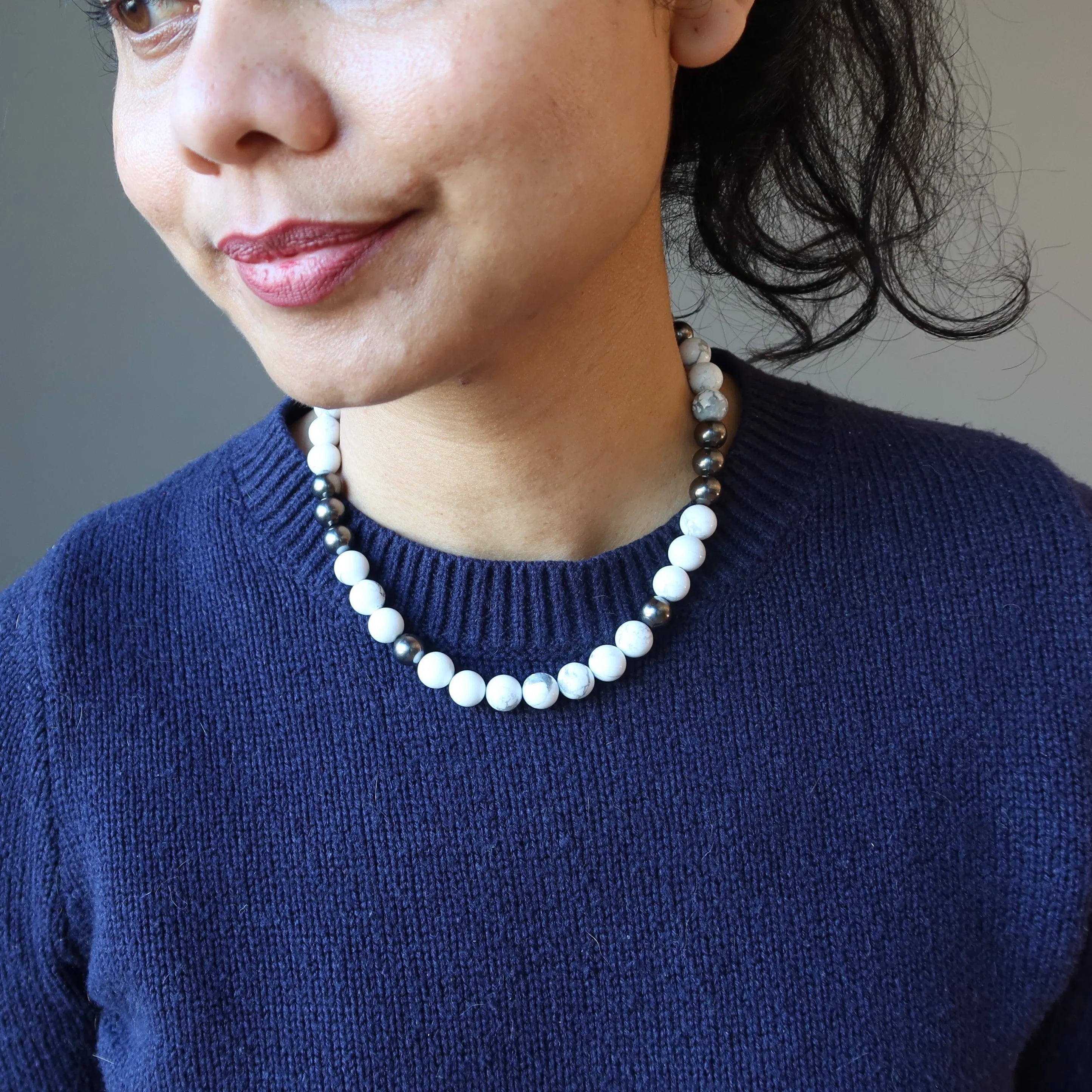 Howlite Necklace Evolving Perspectives Black White Stones