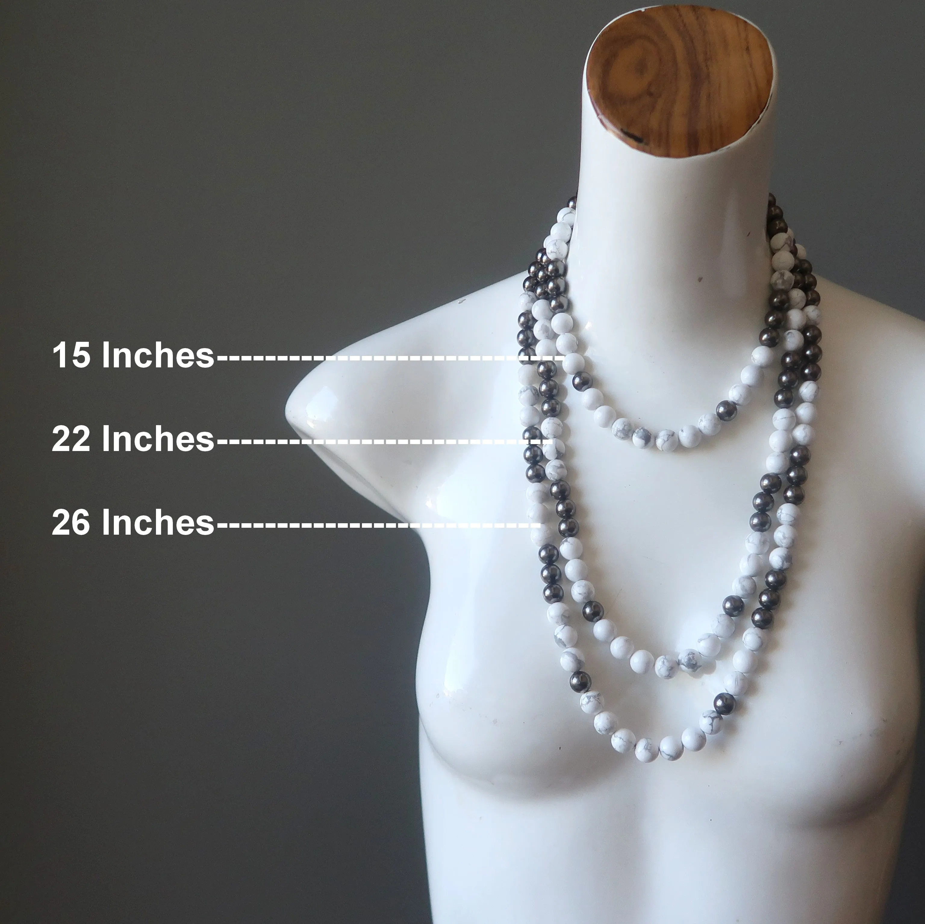 Howlite Necklace Evolving Perspectives Black White Stones