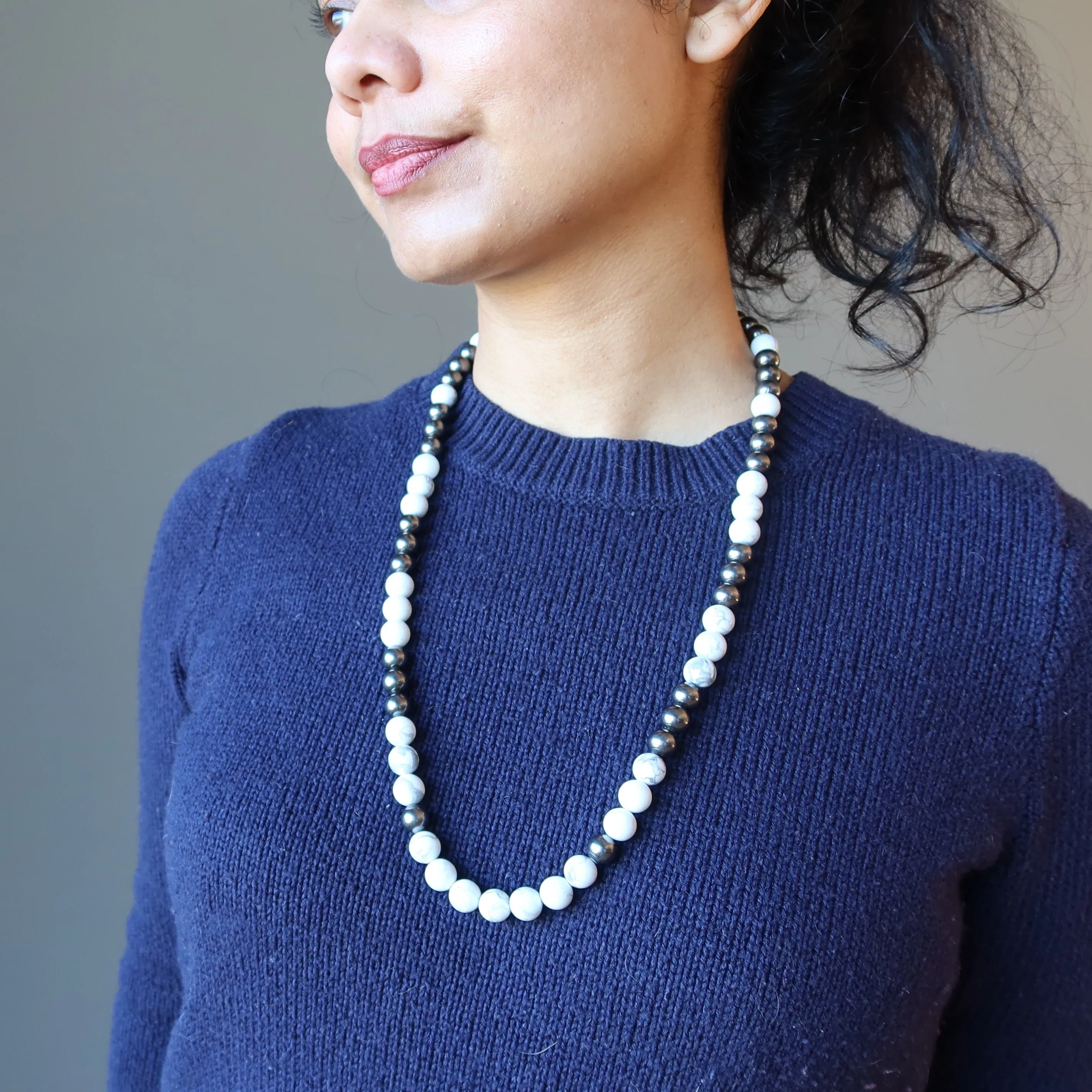 Howlite Necklace Evolving Perspectives Black White Stones