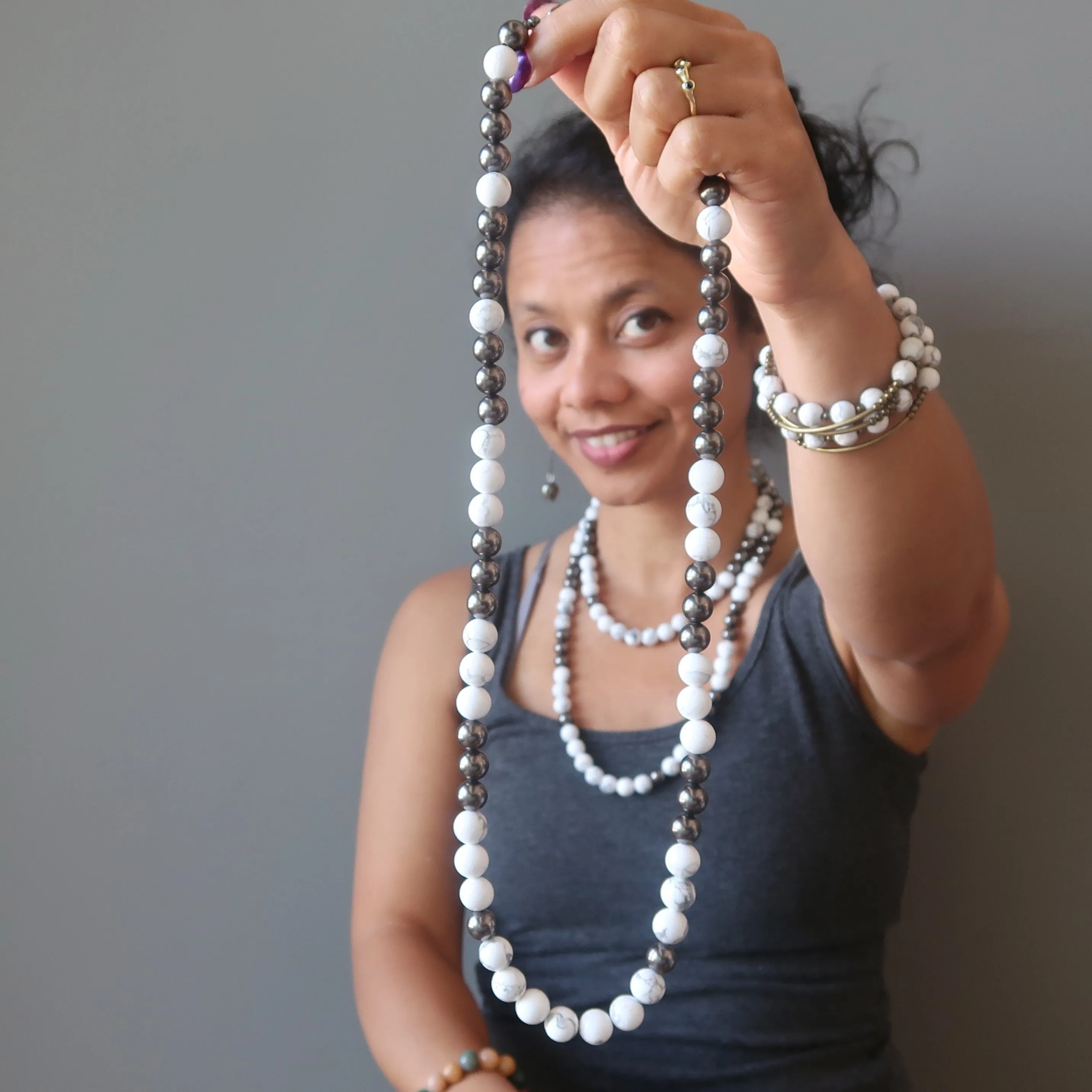 Howlite Necklace Evolving Perspectives Black White Stones