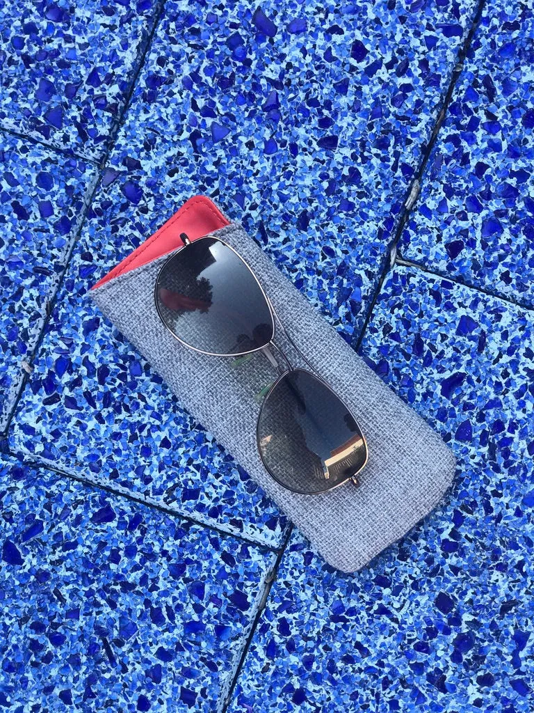 Hoyt Sunglasses Case: Eco-Chic Protection for Your Shades (Vegan Leather, Padded, Graphite & Royal Blue)