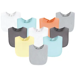 Hudson Baby Drooler Bib with Waterproof Lining, Gray Orange