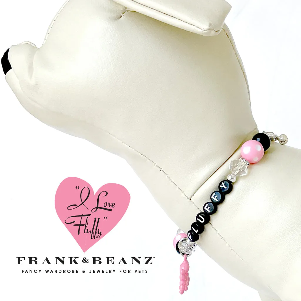 I Love Fluffy Personalized Dog Necklace Collar Pet Bell Pet Necklace