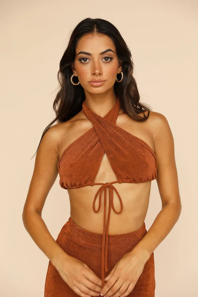 Ice Cold Crop Top Brown