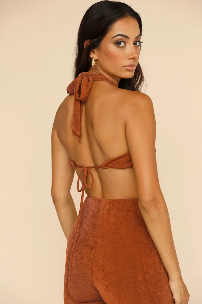 Ice Cold Crop Top Brown