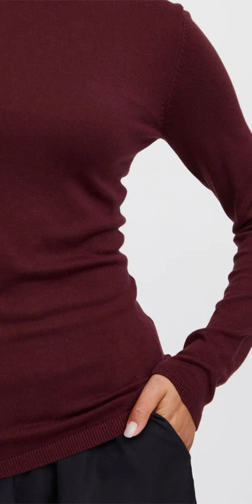 Ichi Fine Knit Turtleneck, wine