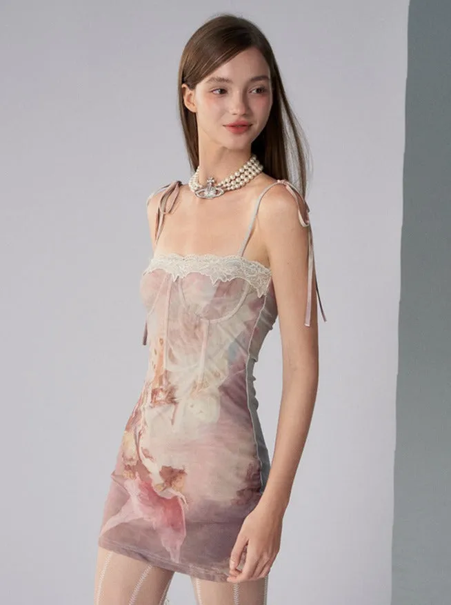 Inaya Renaissance Print Mini Dress