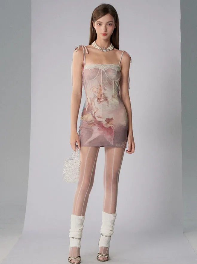 Inaya Renaissance Print Mini Dress