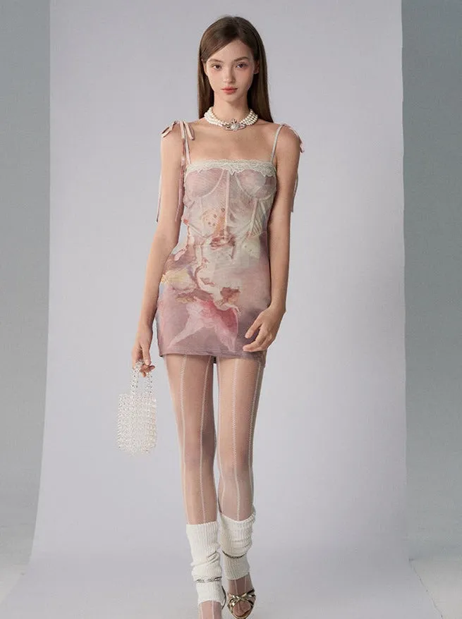 Inaya Renaissance Print Mini Dress