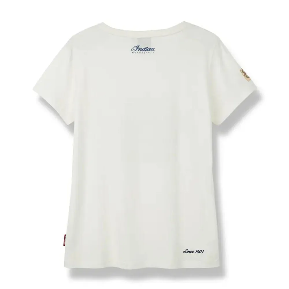 Indian Motorcycle  Womens Sequin Logo T-Shirt Tee Lightweight Comfortable White