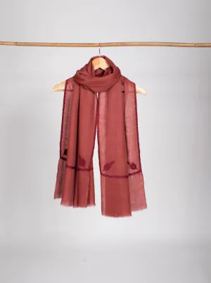 Indian Red Handloomed Sozni Cashmere Scarf - LODI