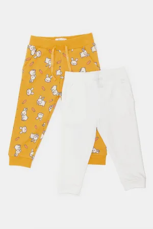 Infant Girls Mustard And White Active Pant Set (Pack of 2)