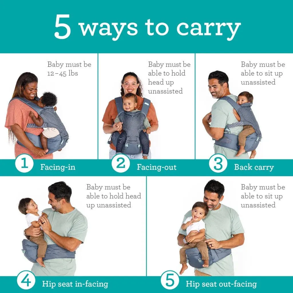 Infantino Hip Rider Plus 5-in-1 Hip Seat Carrier Grey